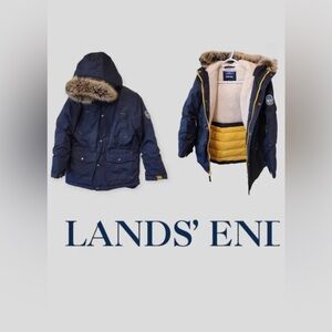 Lands End Kids Expedition Waterproof Winter Down Parka Coat Jacket boys M 5-6